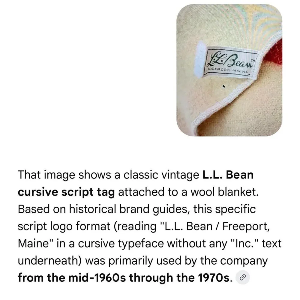 LL Bean Hudson Bay 3 Point Stripe Wool Blanket Twin 63 x 78 Mid 1960s-1970 VTG